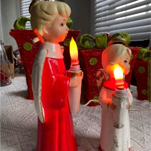 Japan RARE Electric Hand-painted Chalkware Angels 1960’s - Picture 3 of 8